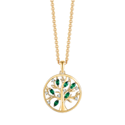 Necklace tree of life with synthetic white and green zirconia (925)